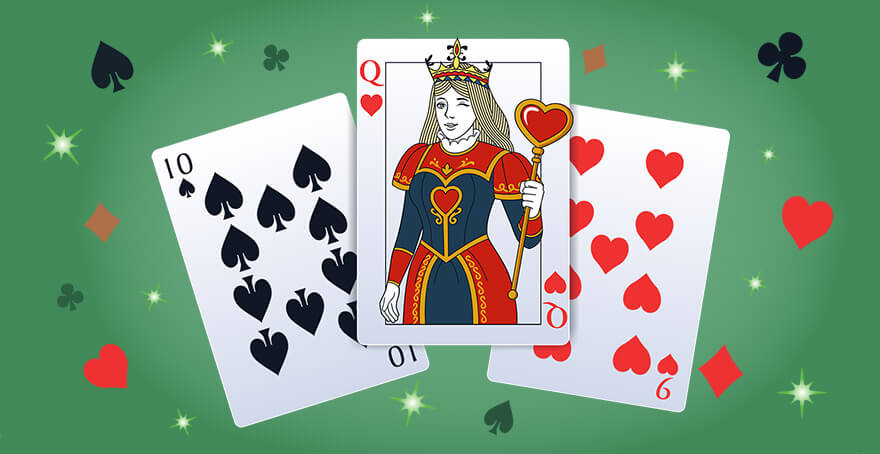 Queen of Hearts mascot in front of Hearts playing cards